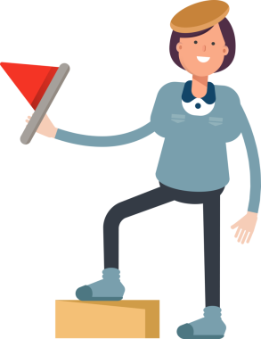 Kız Öğrenci Karakteri Bayrak Tutuyor