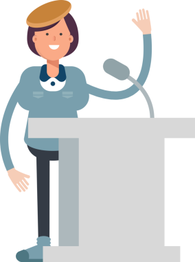 Kız Öğrenci Karakteri Kürsüde Konuşuyor