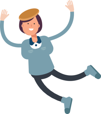 Kız Öğrenci Karakteri Rahatlama ve Atlama