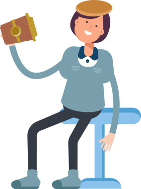 Kız Öğrenci Karakteri Kahve İçiyor