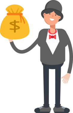 Sihirbaz Karakteri Dolar Çuvalı Tutuyor