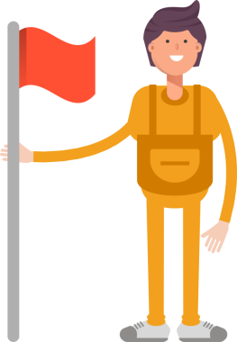 Hizmet Adamı Karakteri Bayrak Tutuyor