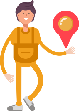 Servis Adamı Karakteri Harita İğnesi Tutuyor