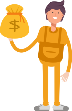 Servis Adamı Karakteri Dolar Çuvalı Tutuyor