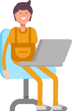 Dizüstü bilgisayarda çalışan Servis Adamı Karakteri