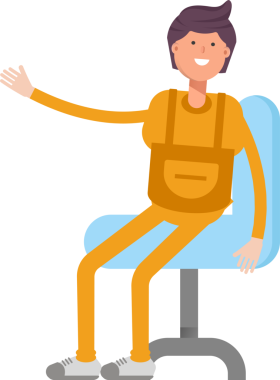 Ofis Sandalyesinde Oturan Hizmetli Karakteri