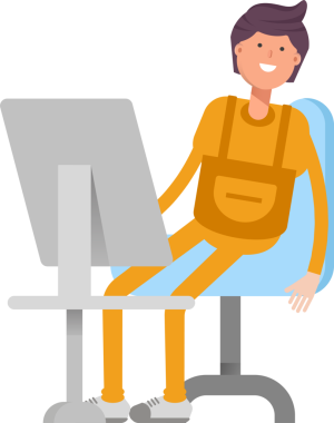 Masaüstünde Çalışan Servis Adamı Karakteri