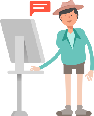 Bilgisayar üzerinde çalışan Erkek Karakter Avatar