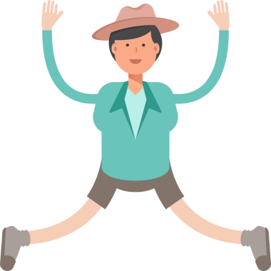 Erkek karakter Avatar Rahatlıyor ve zıplıyor