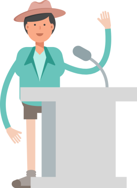 Erkek Karakter Avatar Kürsüde Konuşuyor