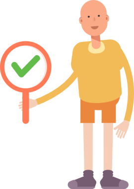 Kel Adam Karakteri Deneme İşareti Gösteriliyor