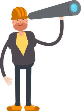 Dürbün kullanan Erkek Mühendis Karakteri