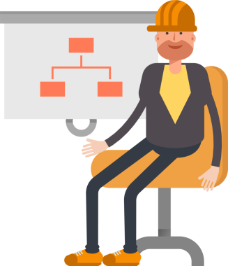 Erkek Mühendis Karakteri Sunar Organizasyon Çizelgesi