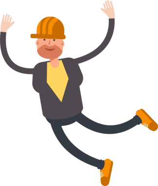 Erkek Mühendis Karakteri Rahatlama ve Atlama