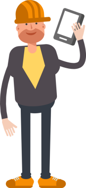 Erkek Mühendis Karakteri Akıllı Telefonla Konuşuyor