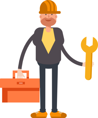 Erkek Mühendis Karakteri Tutma Araç Kutusu ve Anahtarı