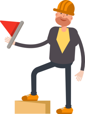 Erkek Mühendis Karakteri Bayrak Tutma