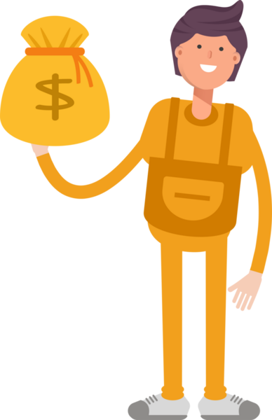 Servis Adamı Karakteri Dolar Çuvalı Tutuyor