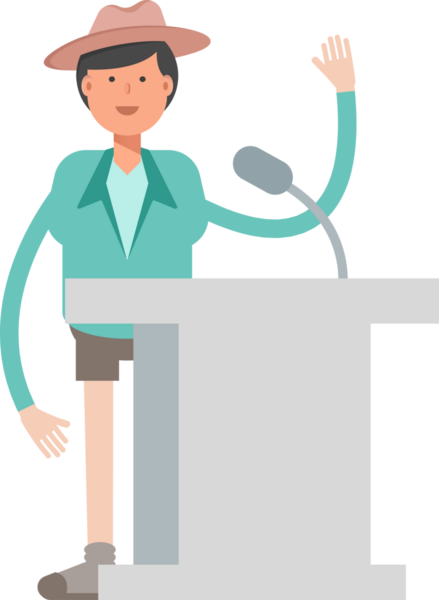 Erkek Karakter Avatar Kürsüde Konuşuyor