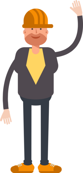 Erkek Mühendis Karakteri Yükselen El İllüstrasyonu