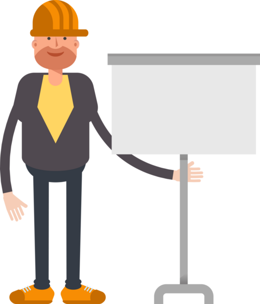 Erkek Mühendis Karakteri Sunar Whiteboard