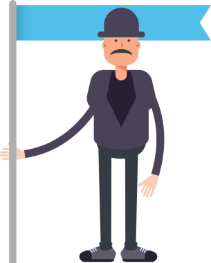 Yaşlı Adam Karakteri Bayrak Direğini Tutuyor