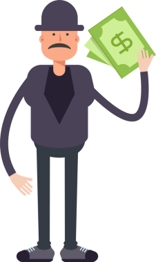 Yaşlı Adam Karakteri Dolarlık Banknotlar Tutuyor