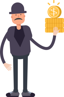 Yaşlı Adam Karakteri Doları Tutuyor