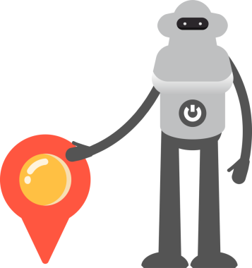 Robot Karakteri ve Konum İğnesi