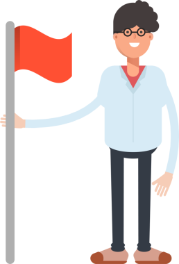 İnek Çocuk Karakteri Bayrak Tutuyor