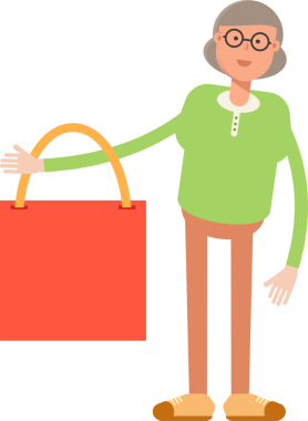 Yaşlı Kadın Karakteri Alışveriş Çantası
