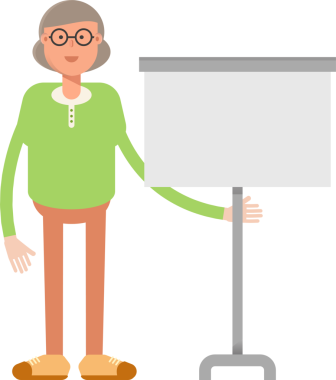 Yaşlı Kadın Karakteri Sunar Beyaz Tahta