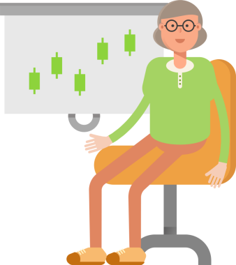 Yaşlı Kadın Karakter Sunar Mum Çizelgesi