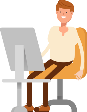 Masaüstünde Çalışan Erkek Karakteri