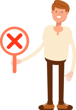 Erkek Karakteri Yanlış İşareti Gösteriyor