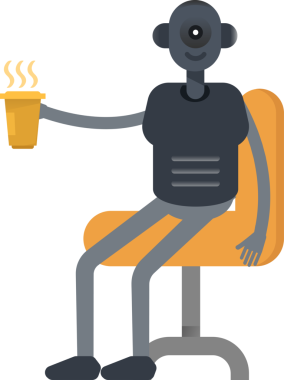 İnsansı Robot Karakteri Kahve İçiyor