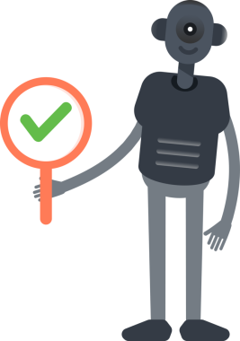 İnsanımsı Robot Karakteri Deneme İşareti Gösteriyor