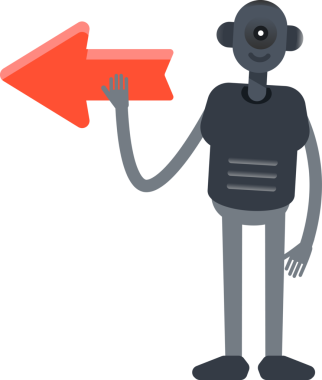 İnsansı Robot Karakteri ve Ok İmzası