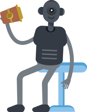 İnsansı Robot Karakteri Kahve İçiyor