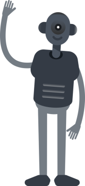 İnsansı Robot Karakteri Tek Elini Kaldırıyor