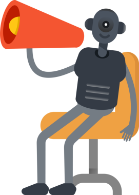 İnsansı Robot Karakteri ve Megafonu