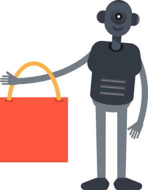 İnsansı Robot Karakteri Alışveriş Torbası