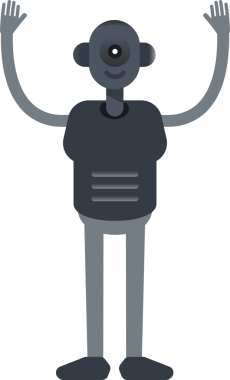 İnsanımsı Robot Karakteri Ellerinizi Kaldırın