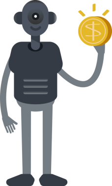 İnsansı Robot Karakteri Doları Tutuyor