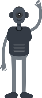 İnsanımsı Robot Karakteri Elinizi Kaldırın İllüstrasyonu