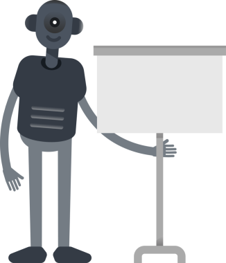 İnsansı Robot Karakteri Sunar Whiteboard