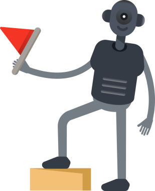 İnsansı Robot Karakteri Bayrak Tutuyor