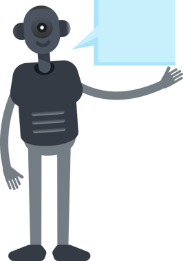 İnsansı Robot Karakteri ve Konuşma Baloncuğu