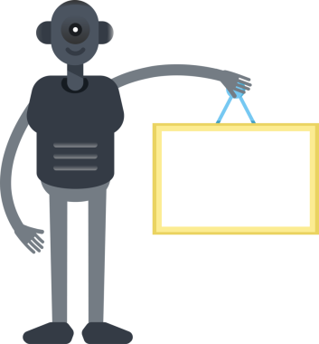 İnsansı Robot Karakteri Boş İmza Tutuyor