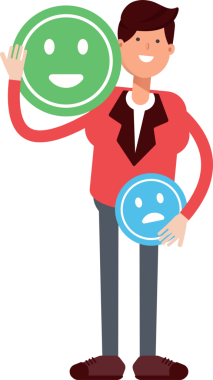 Kırmızı Takım Elbiseli İşadamı ve Duygu Simgesi